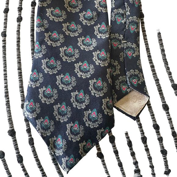 CHRISTIAN DIOR | Vintage Silk Navy Blue Crest Tie - Picture 1 of 3